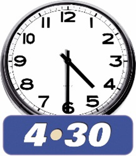 A clock saying half past four