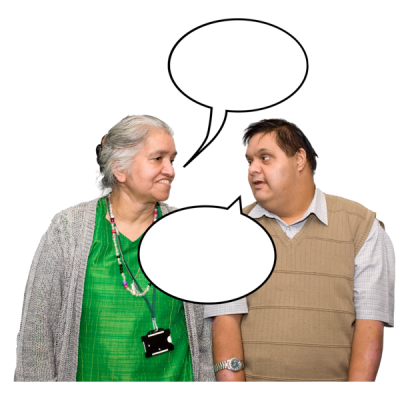 two people talking to each other