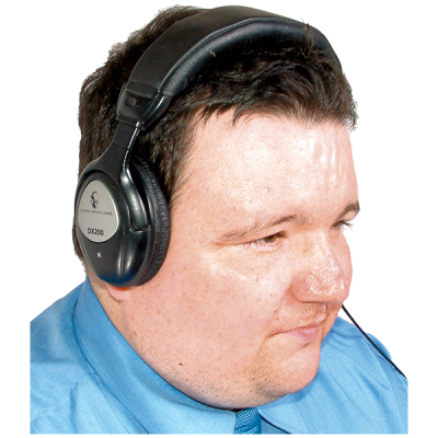 A man wearing headphones