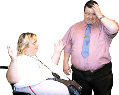 A man and woman talking